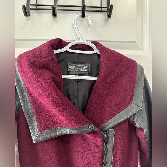 Danier Wool Leather Maroon Black Trench Coat Size 3XS Women’s - Picture 8 of 14